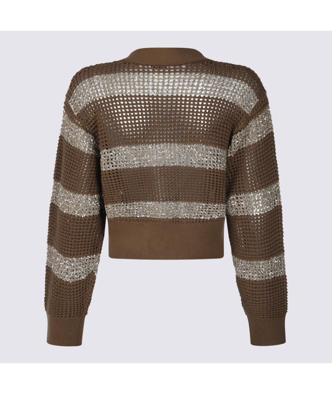 BRUNELLO CUCINELLI Коричневый хлопковый кардиган, фото 2