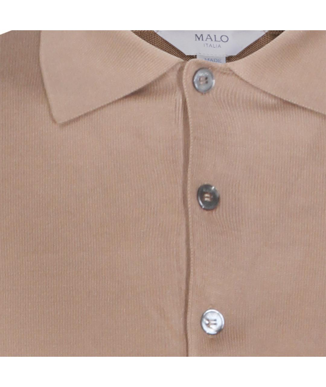 MALO Бежевое хлопковое поло с длинным рукавом, фото 4