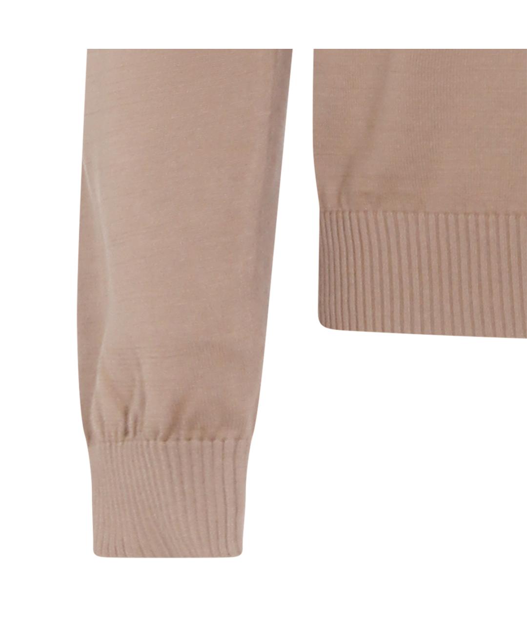 MALO Бежевое хлопковое поло с длинным рукавом, фото 3