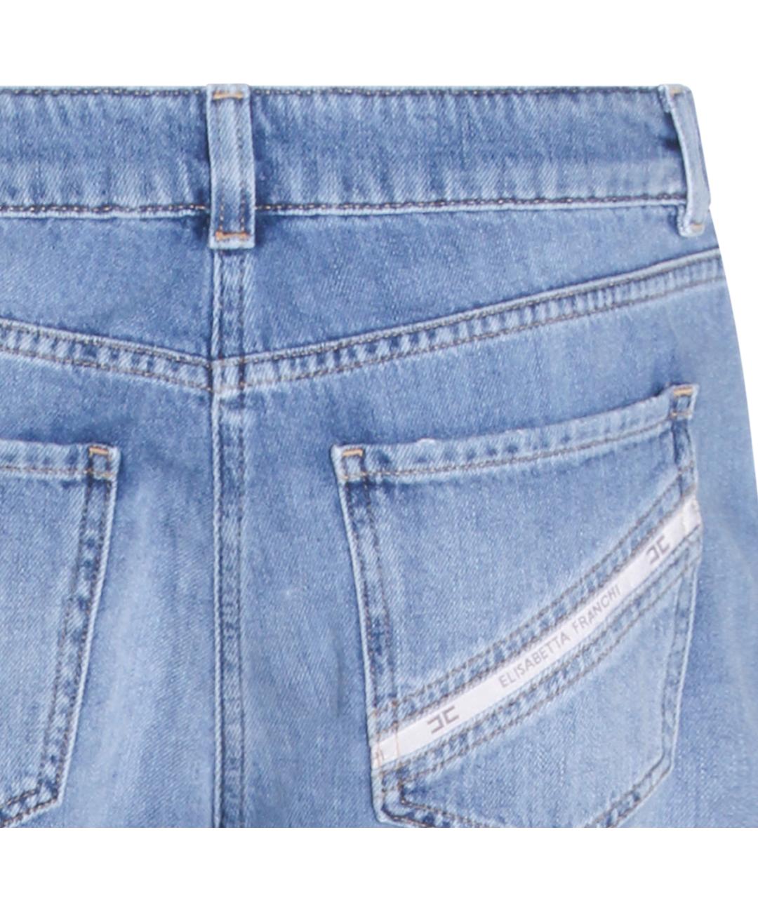 ELISABETTA FRANCHI Синие хлопковые прямые джинсы, фото 4