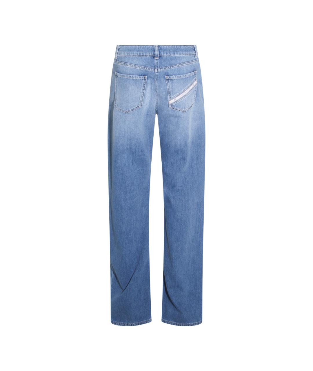 ELISABETTA FRANCHI Синие хлопковые прямые джинсы, фото 2