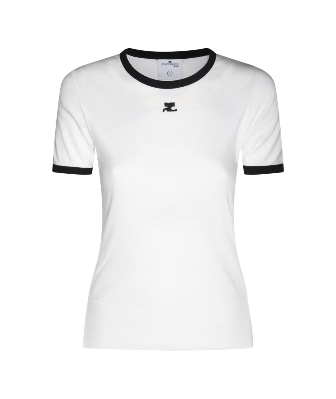 COURREGES Белая хлопковая футболка, фото 1