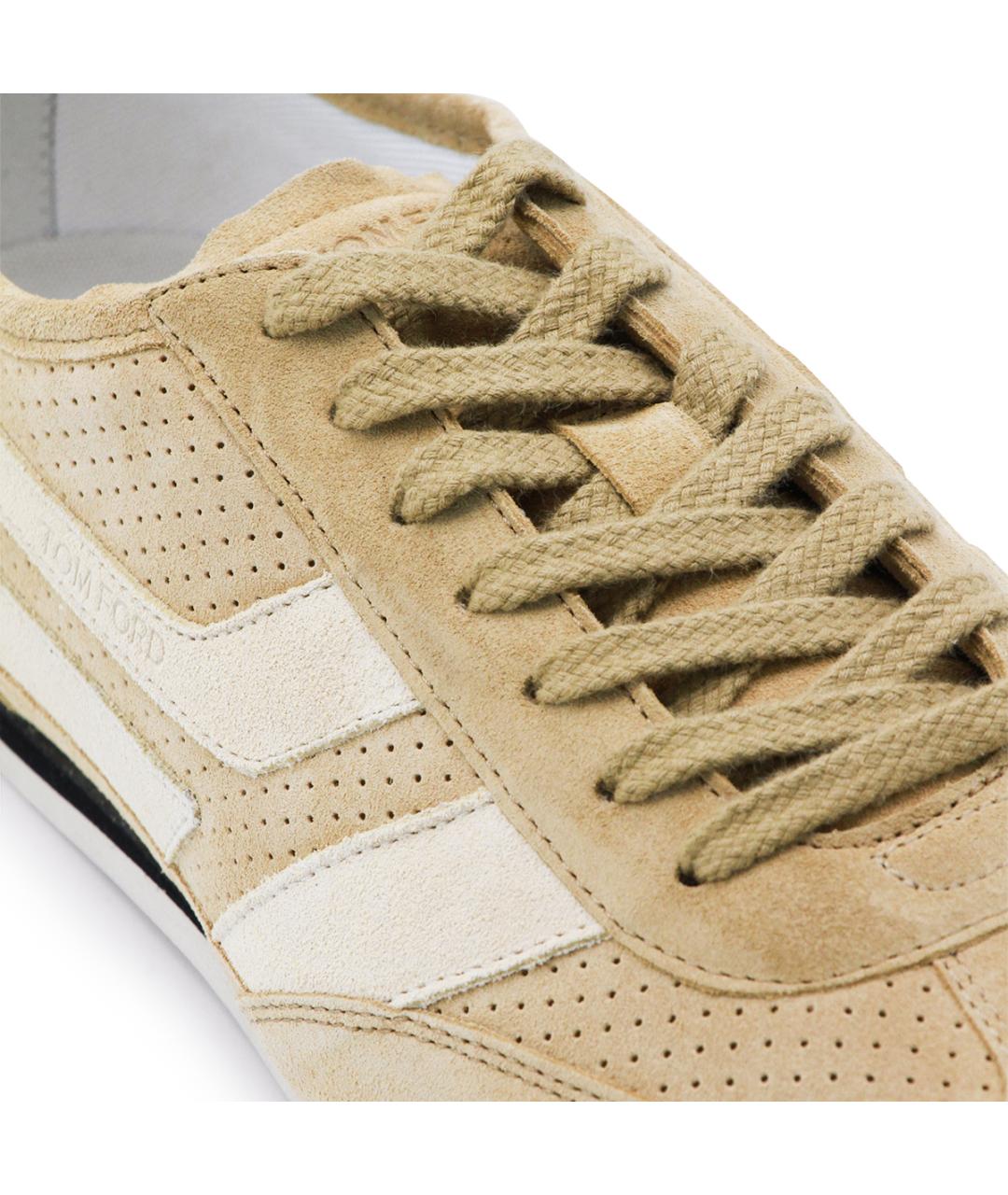 TOM FORD Бежевые кожаные низкие кроссовки / кеды, фото 4