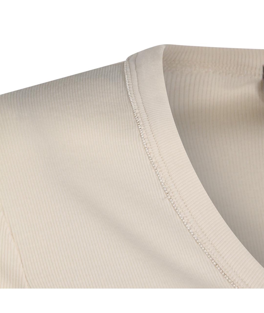 FABIANA FILIPPI Бежевая хлопко-эластановая футболка, фото 3