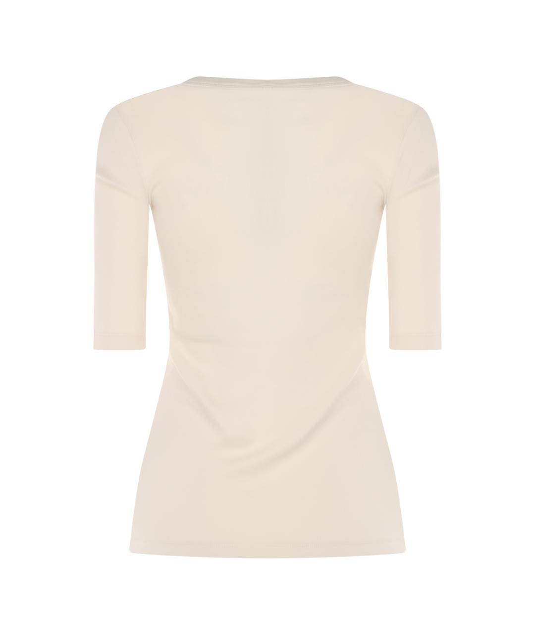 FABIANA FILIPPI Бежевая хлопко-эластановая футболка, фото 2