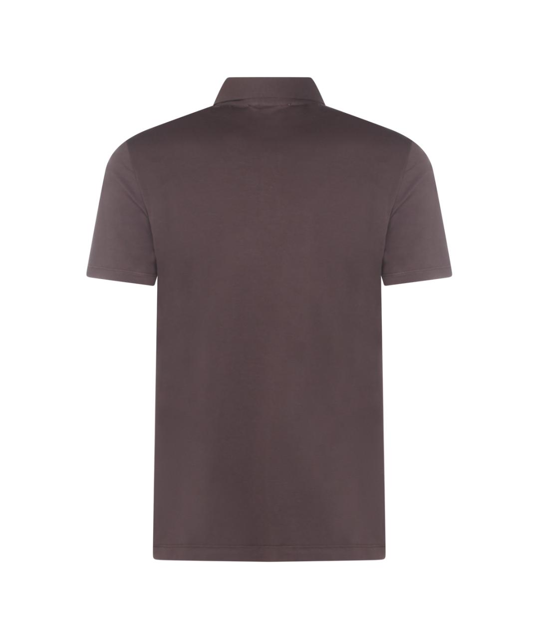 MALO Коричневое хлопковое поло с коротким рукавом, фото 2