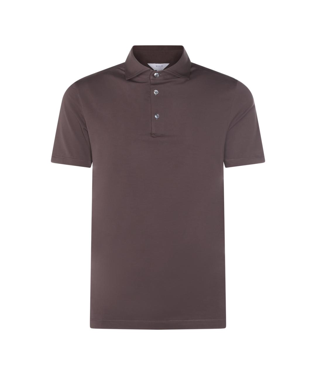 MALO Коричневое хлопковое поло с коротким рукавом, фото 1
