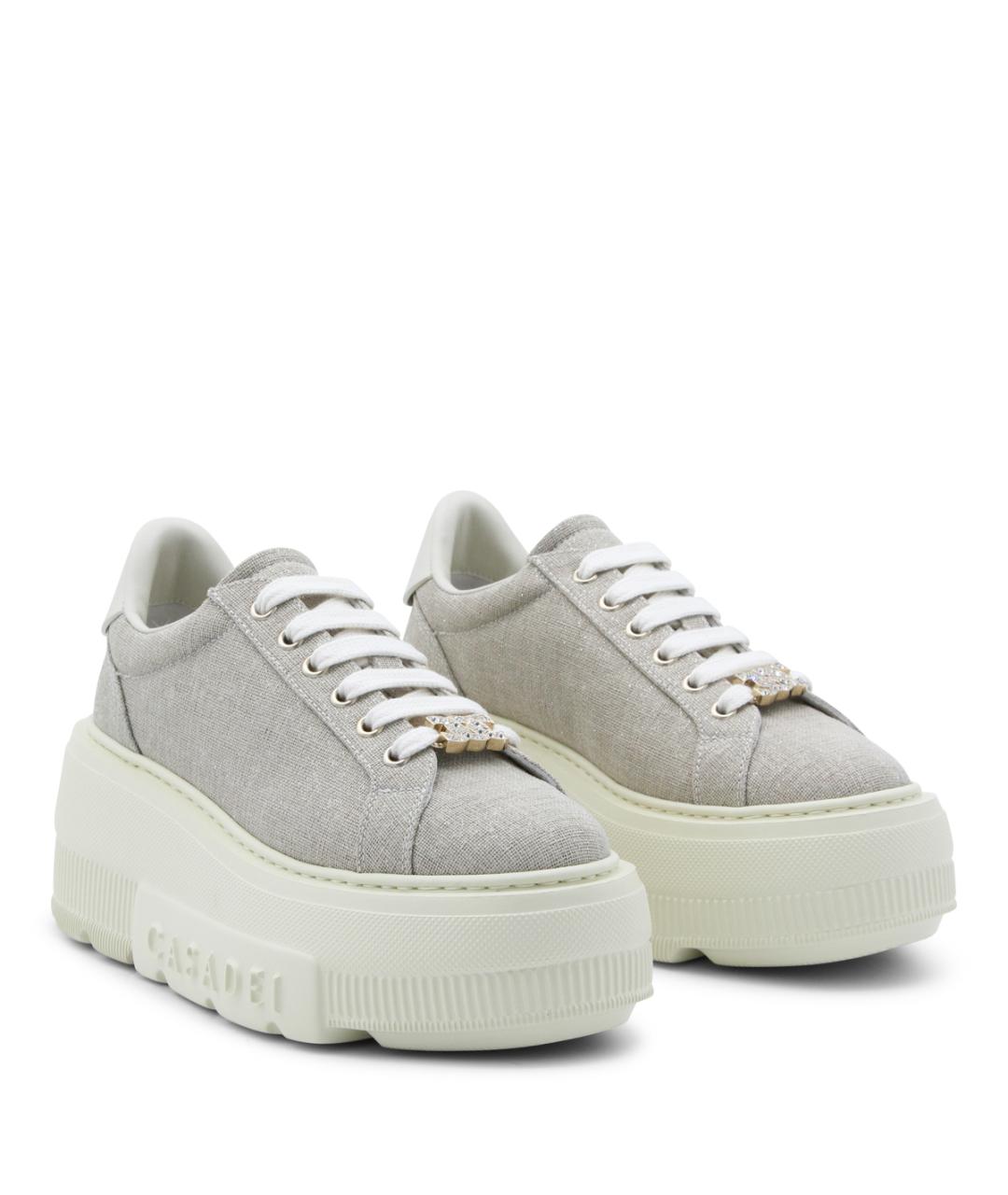 CASADEI Бежевые текстильные кроссовки, фото 2