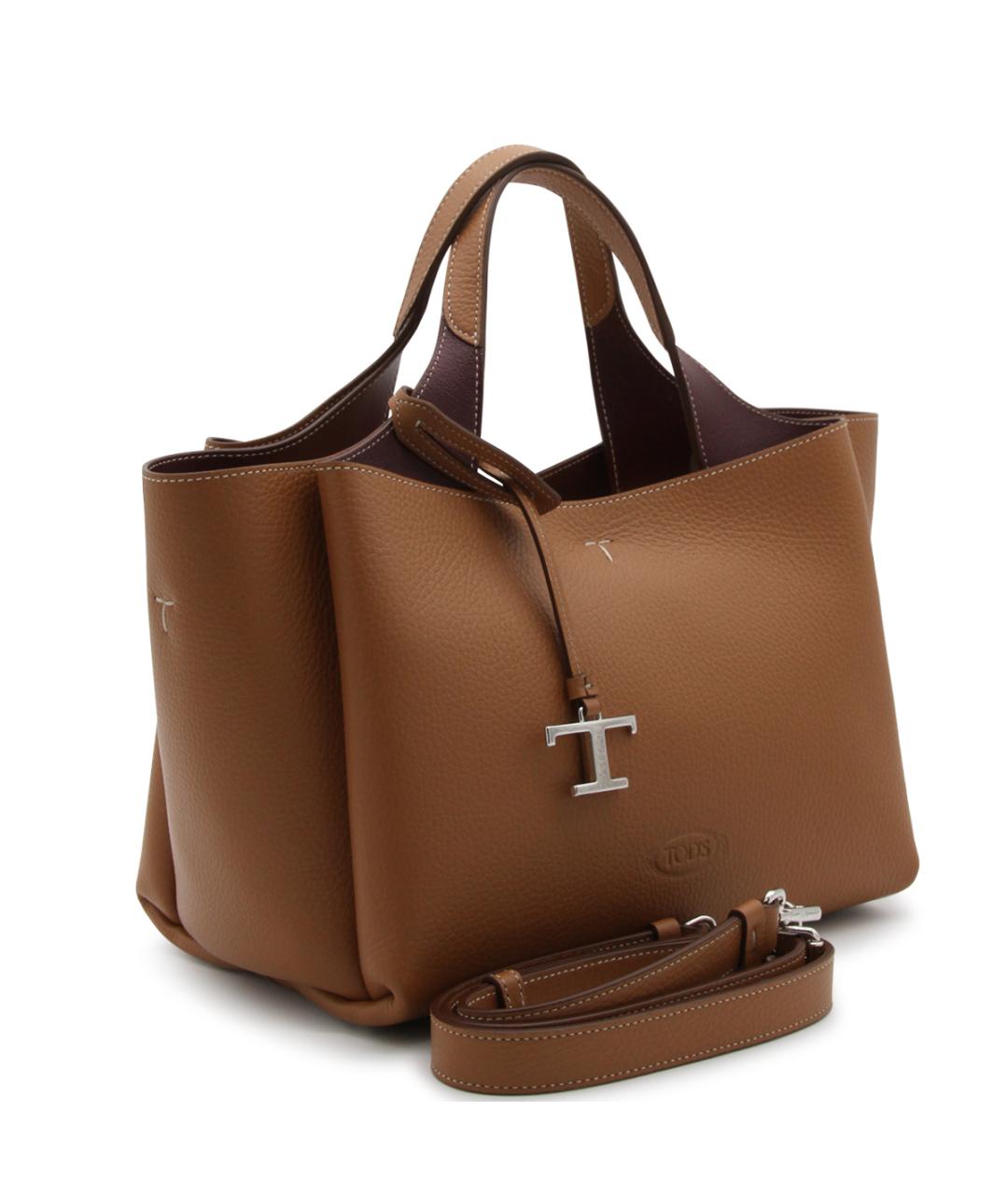 TOD'S Коричневая кожаная сумка тоут, фото 2