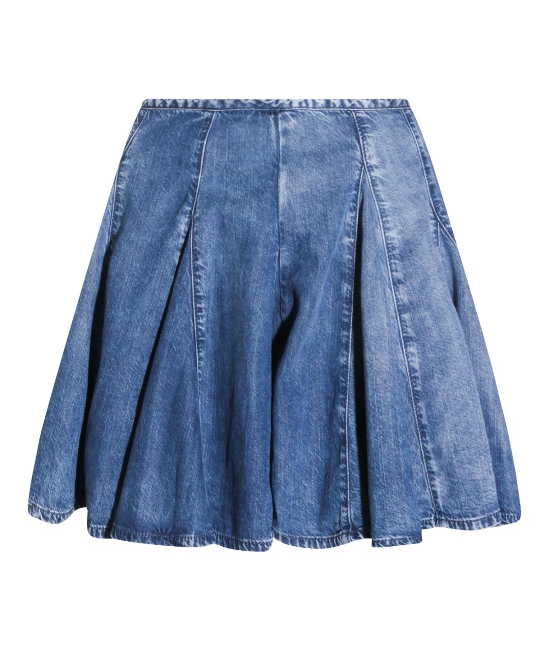 DIESEL Синяя хлопковая юбка миди, фото 1