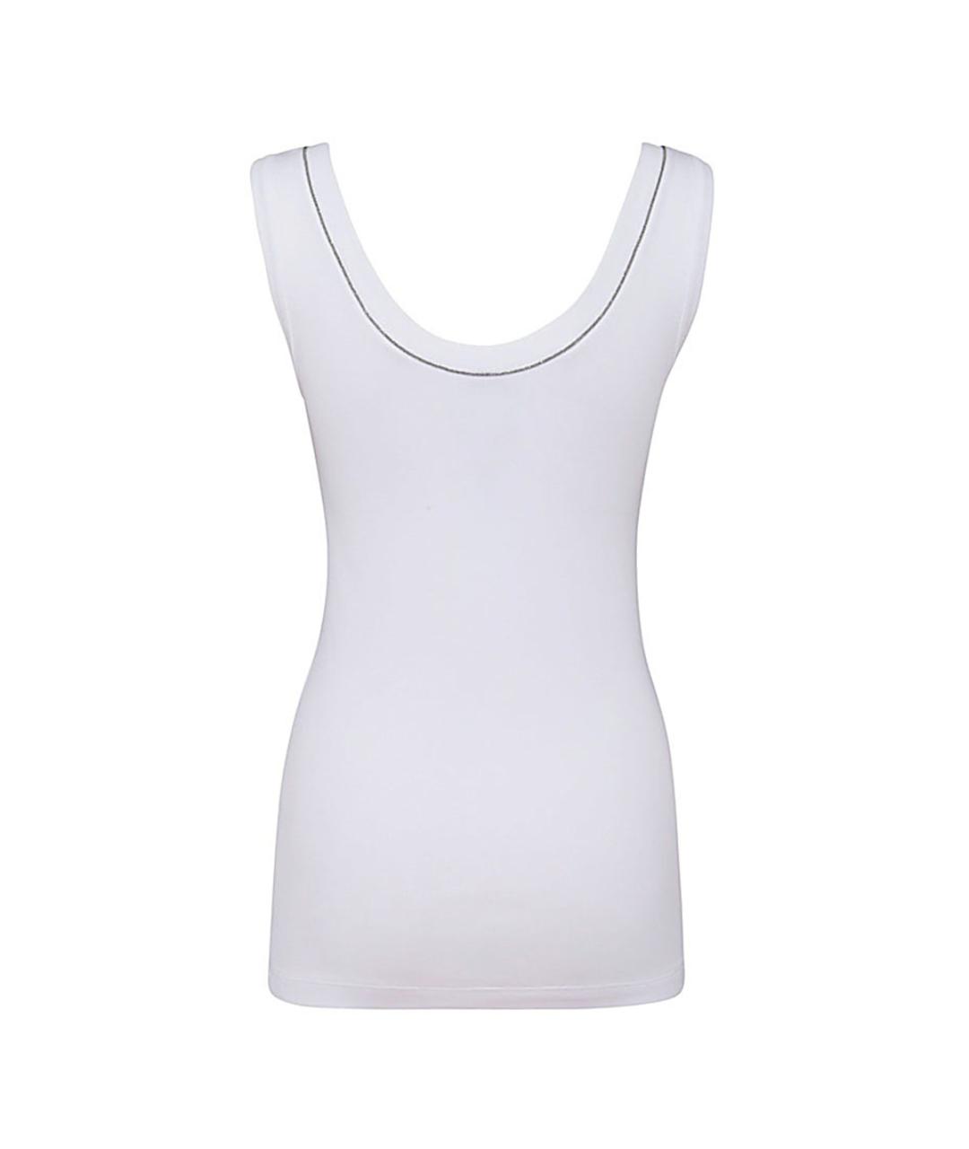 BRUNELLO CUCINELLI Белая хлопко-эластановая майка, фото 2