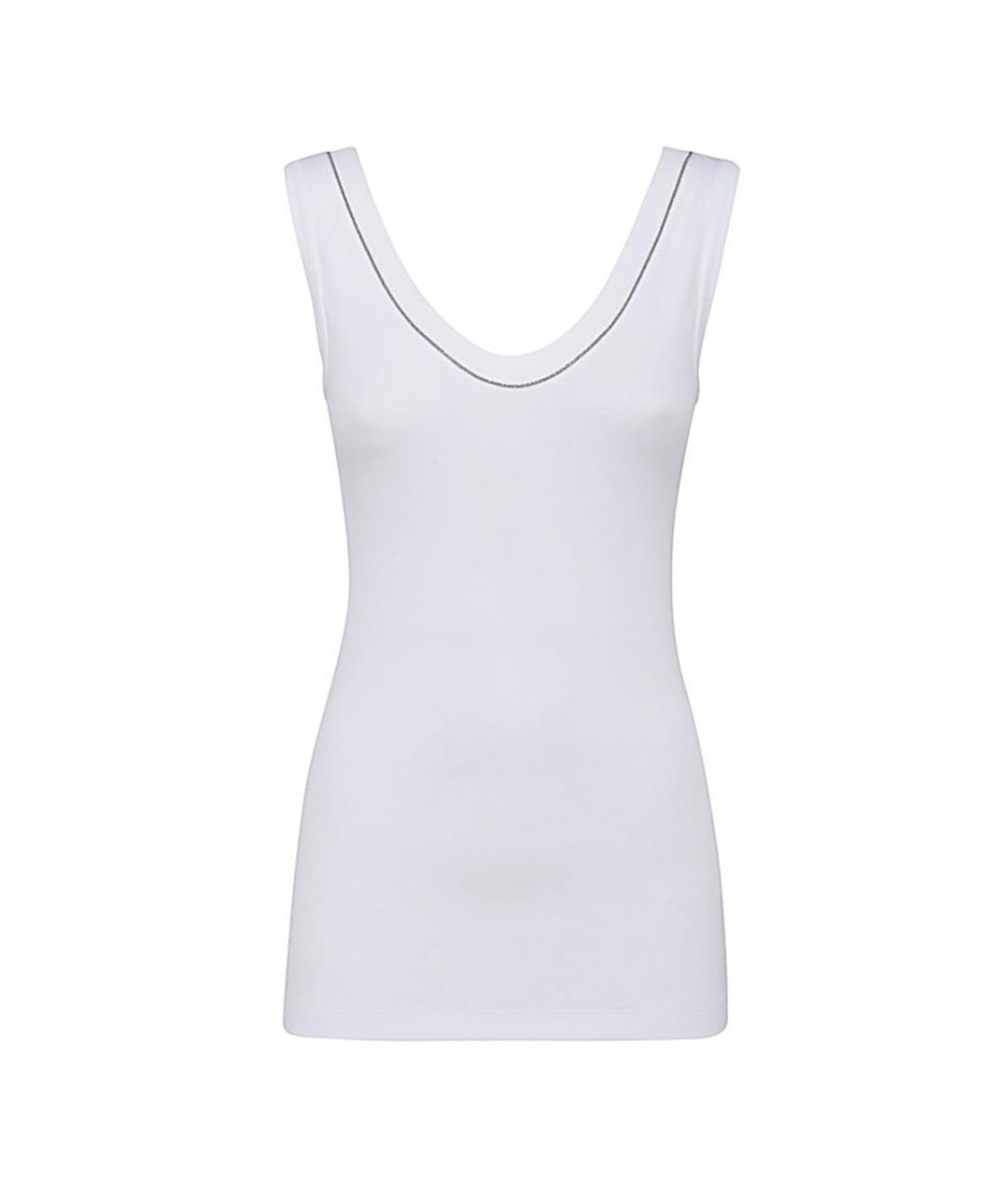 BRUNELLO CUCINELLI Белая хлопко-эластановая майка, фото 1