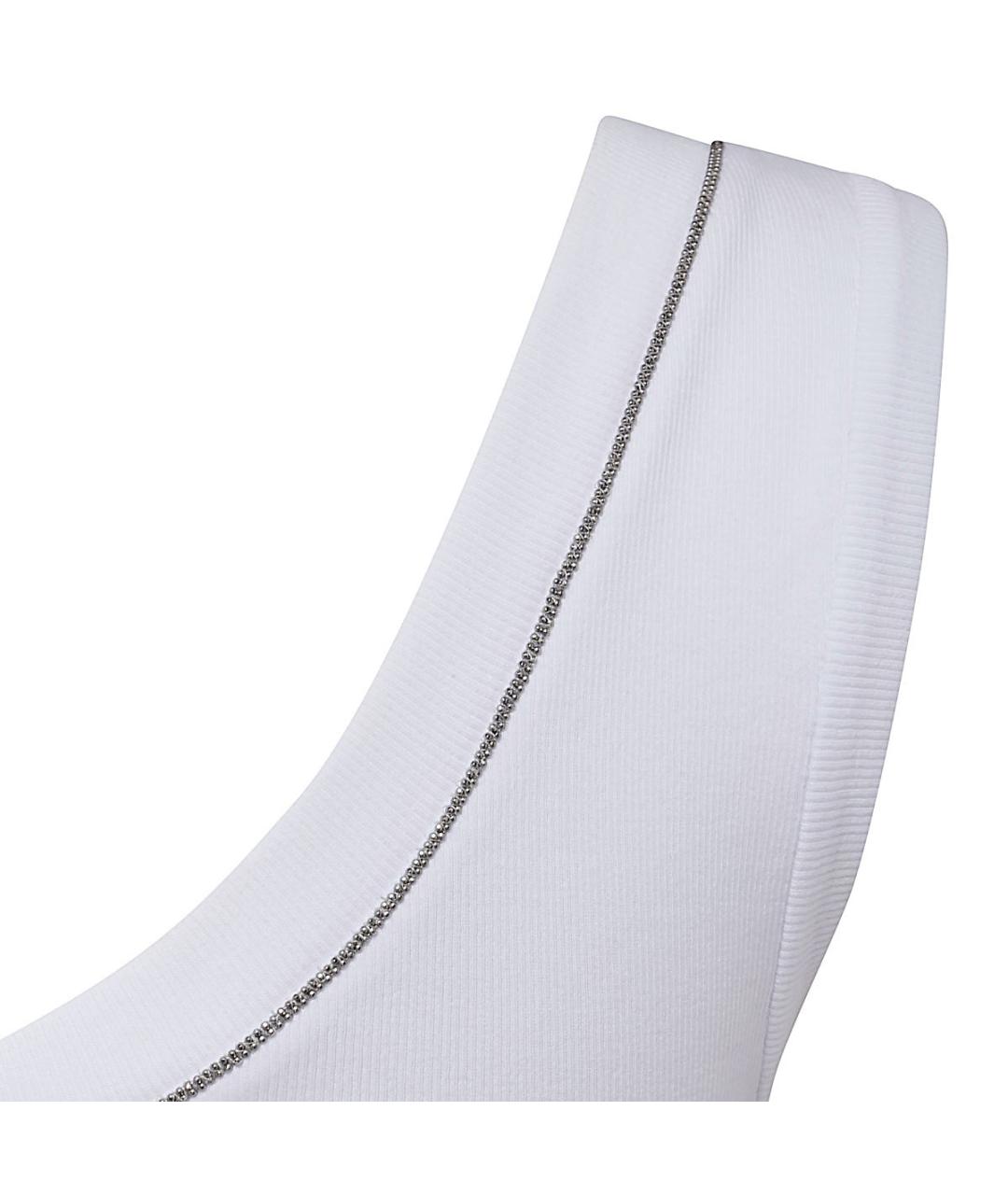 BRUNELLO CUCINELLI Белая хлопко-эластановая майка, фото 3