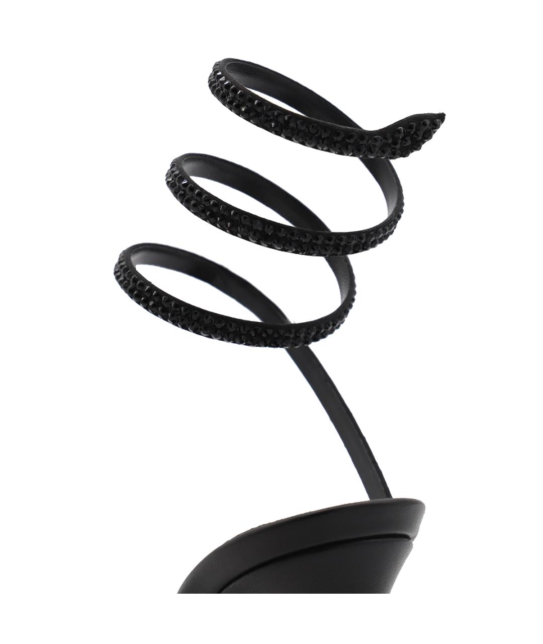 RENE CAOVILLA Черные кожаные босоножки, фото 5