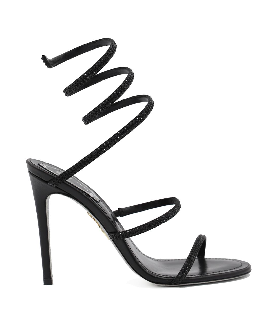 RENE CAOVILLA Черные кожаные босоножки, фото 1