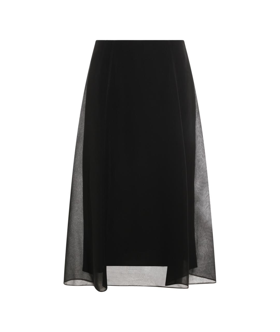 BRUNELLO CUCINELLI Черная шелковая юбка миди, фото 1