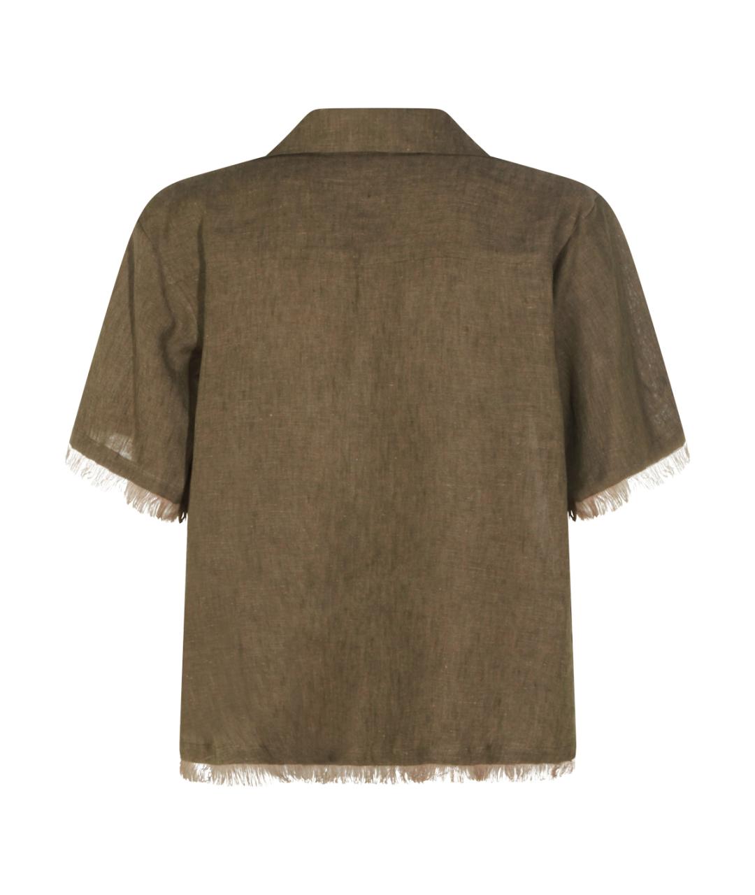 ANTONELLI FIRENZE Хаки льняная рубашка, фото 2
