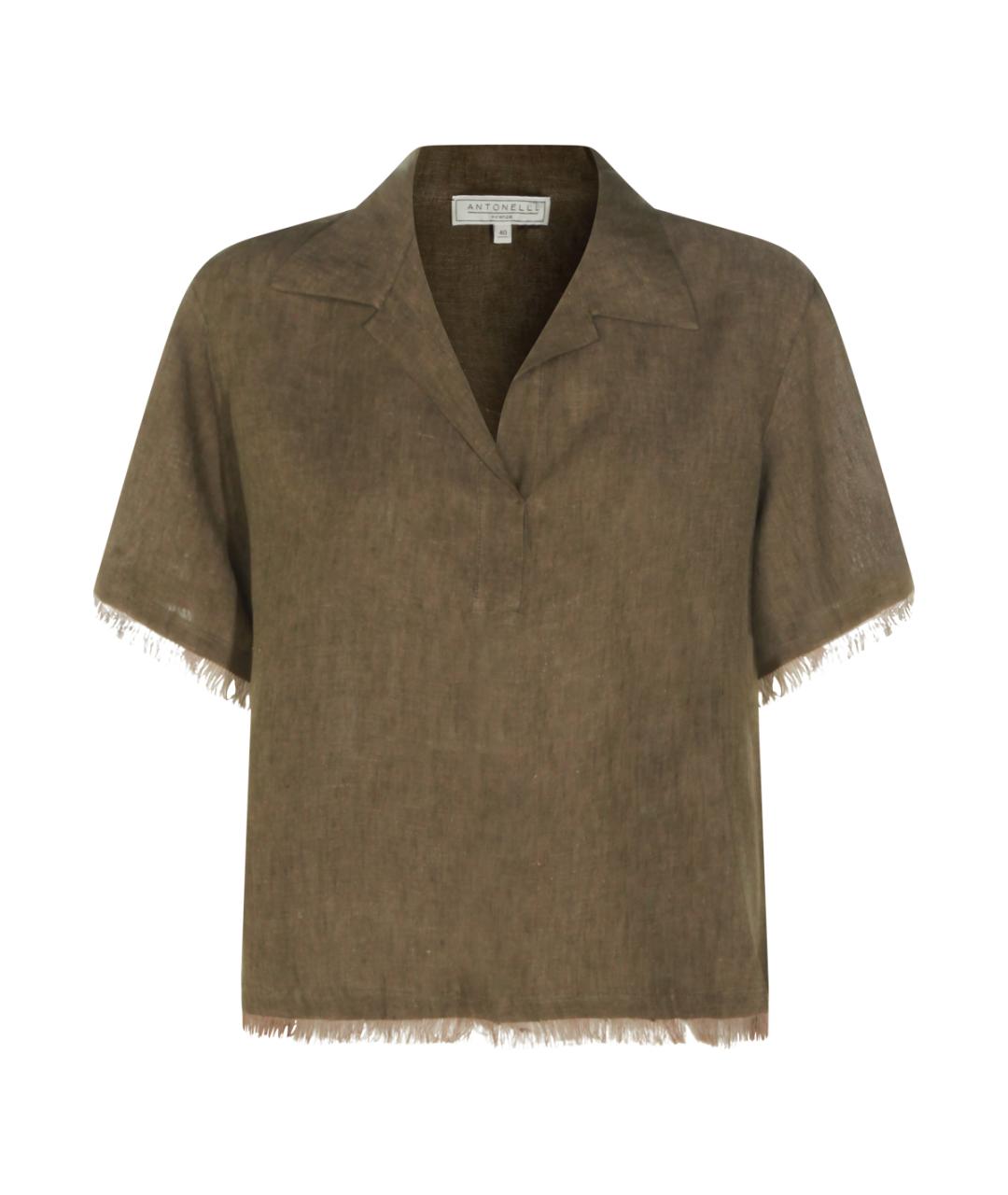 ANTONELLI FIRENZE Хаки льняная рубашка, фото 1