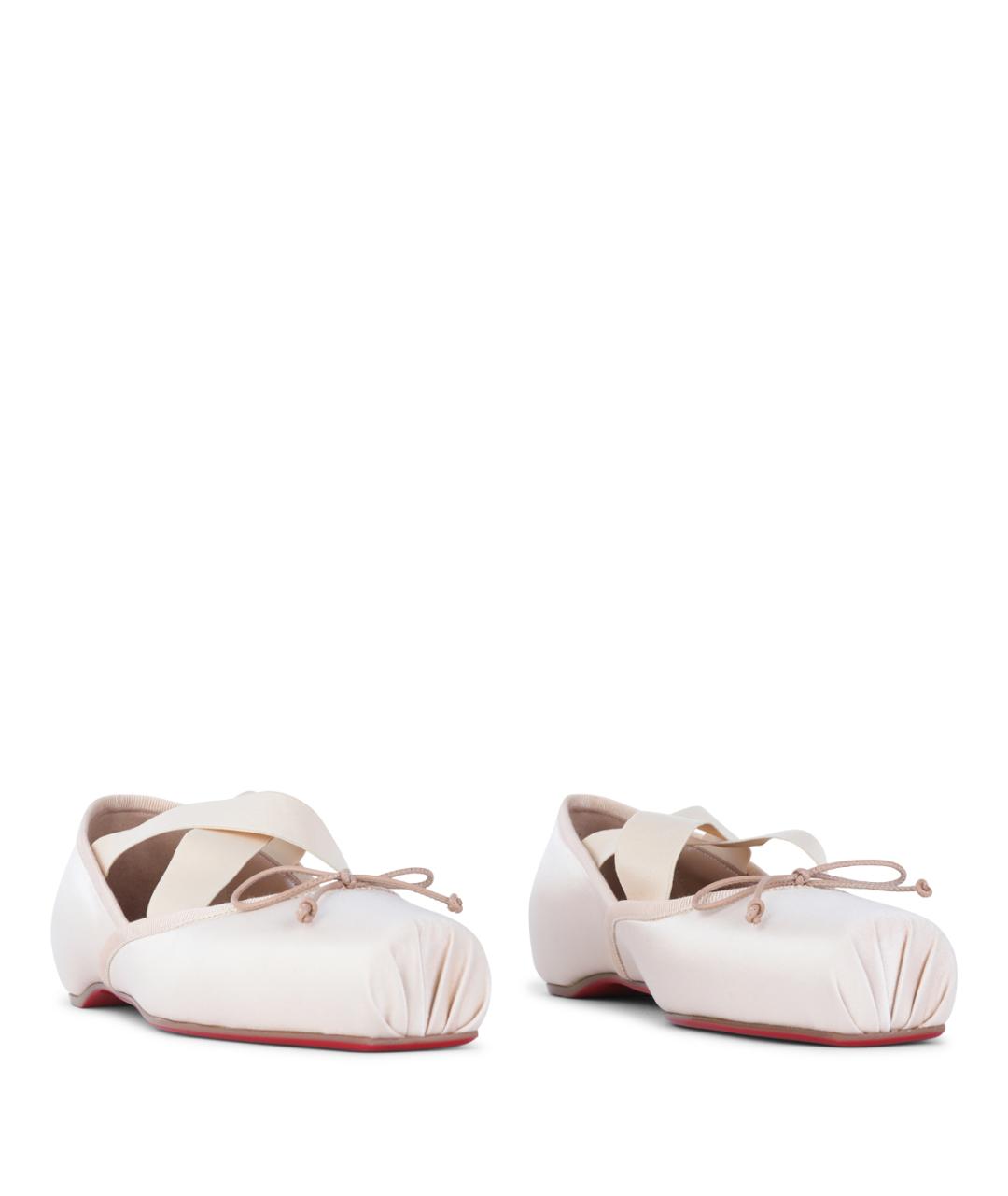 CHRISTIAN LOUBOUTIN Розовые текстильные балетки, фото 2