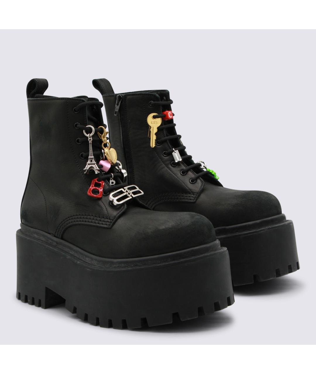 BALENCIAGA Черные кожаные ботинки, фото 3