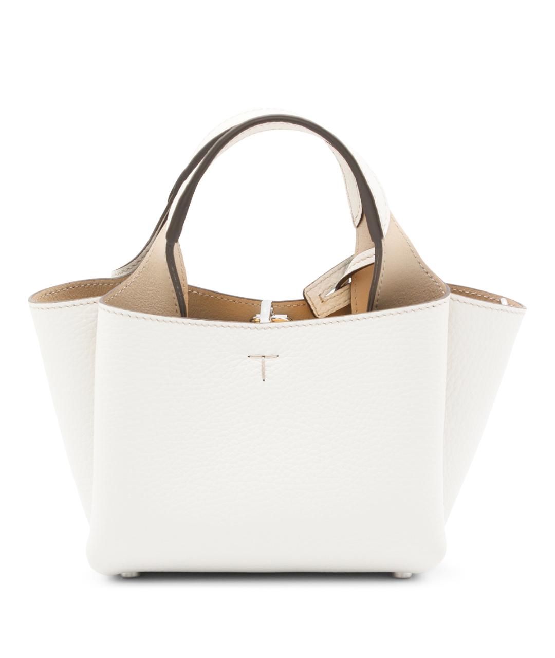 TOD'S Белая кожаная сумка тоут, фото 3