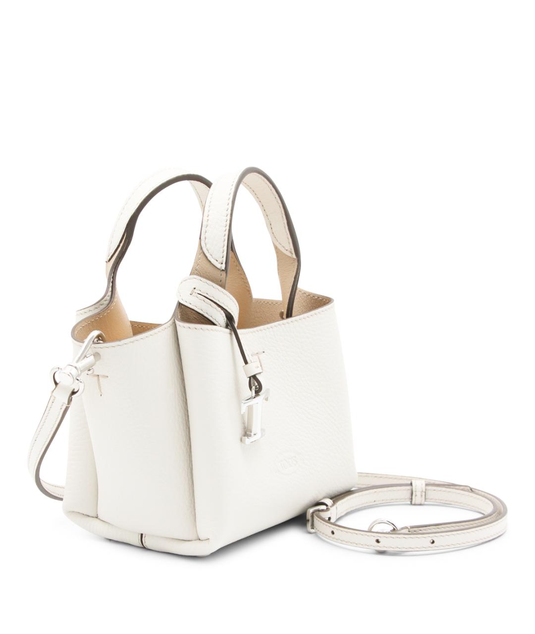 TOD'S Белая кожаная сумка тоут, фото 2