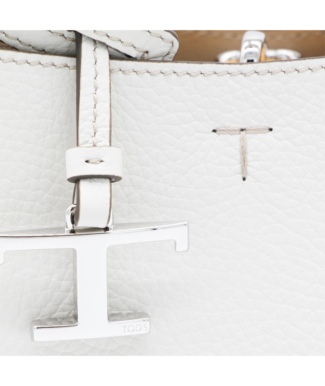 TOD'S Белая кожаная сумка тоут, фото 4