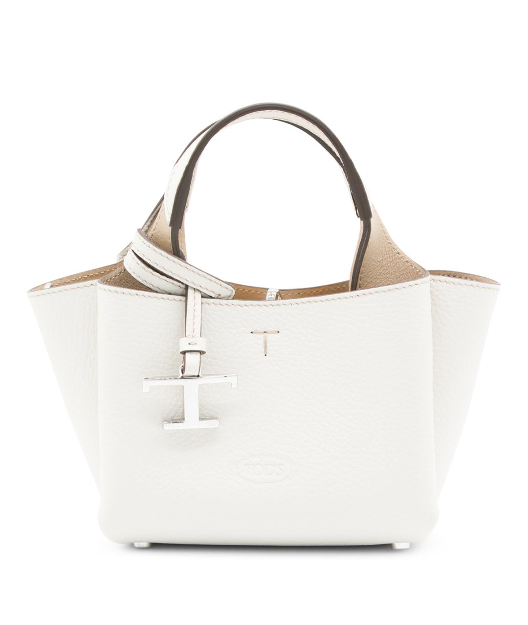 TOD'S Белая кожаная сумка тоут, фото 1