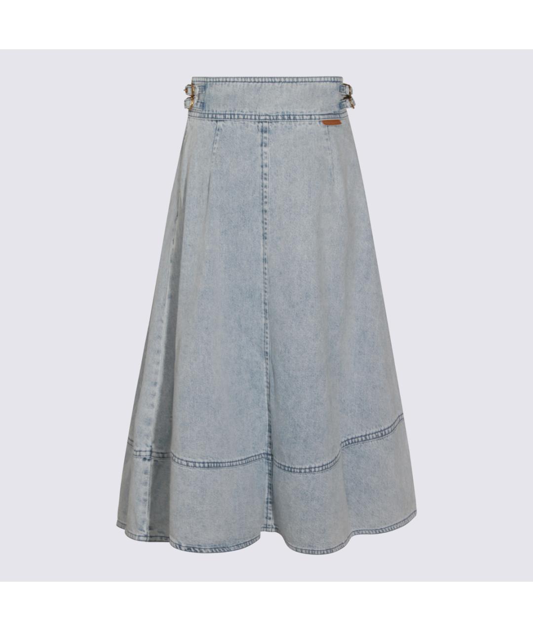ZIMMERMANN Голубая хлопковая юбка миди, фото 3