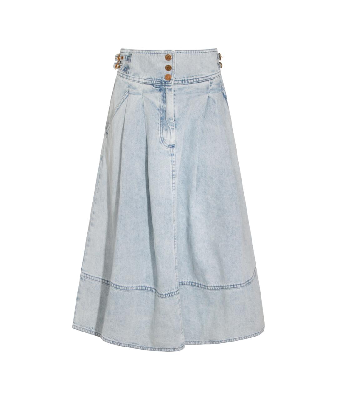 ZIMMERMANN Голубая хлопковая юбка миди, фото 1