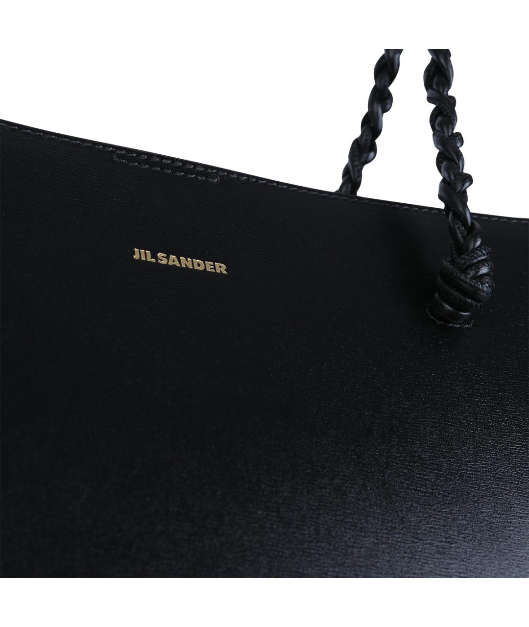 JIL SANDER Черная кожаная сумка тоут, фото 4