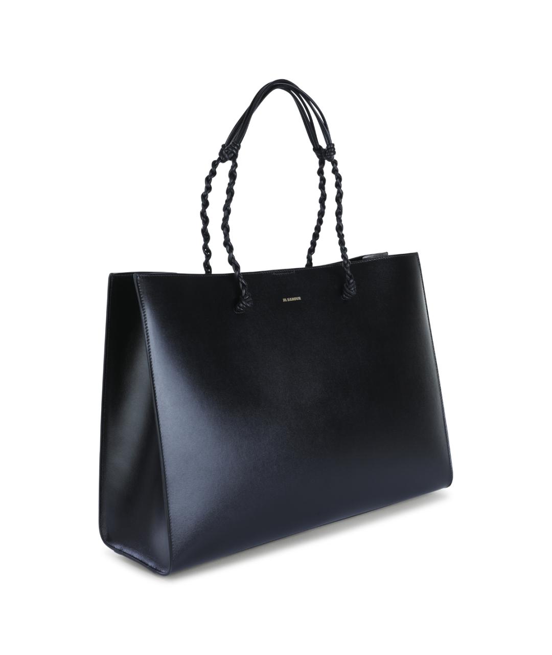 JIL SANDER Черная кожаная сумка тоут, фото 2