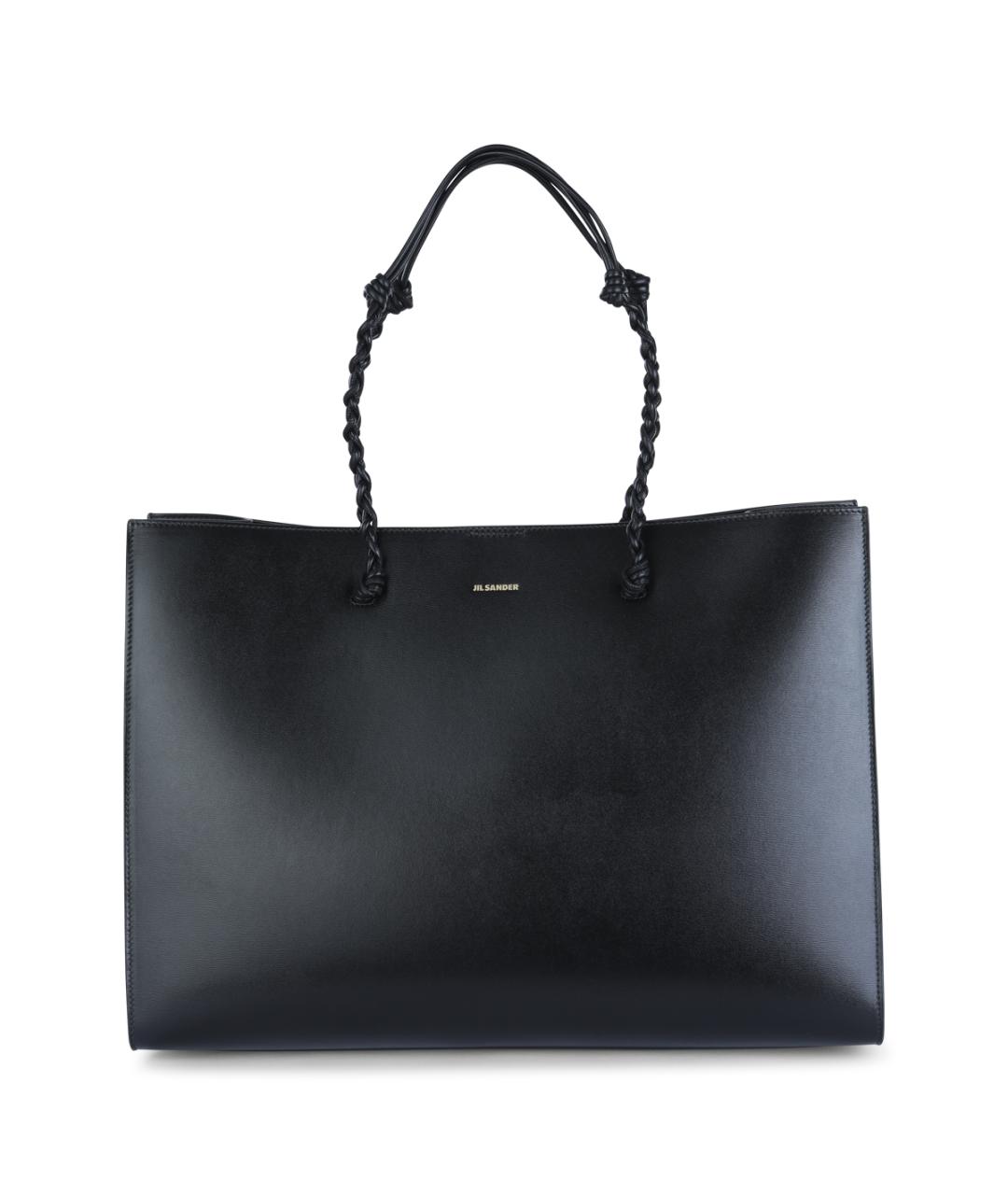 JIL SANDER Черная кожаная сумка тоут, фото 1