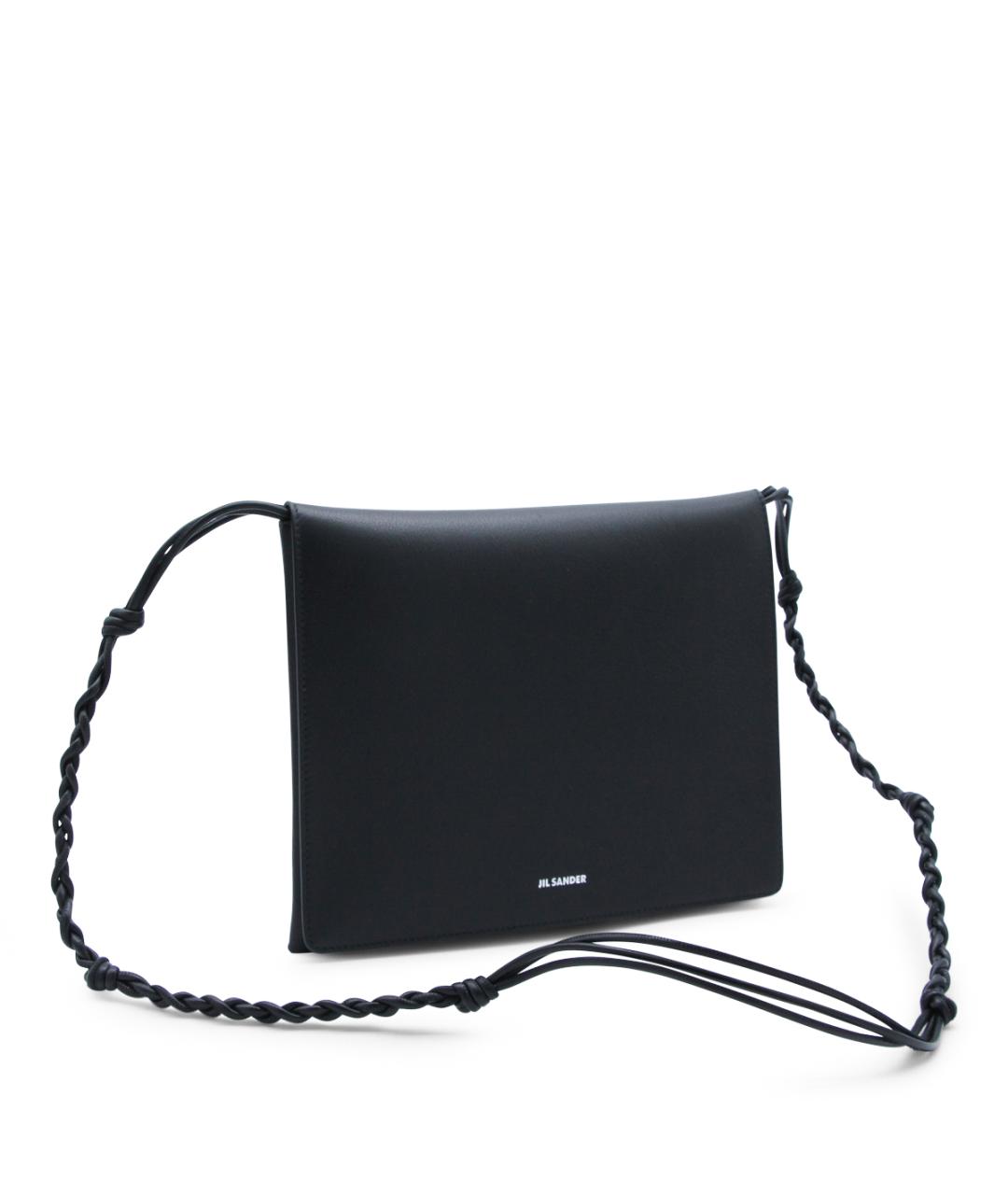 JIL SANDER Черная кожаная сумка на плечо, фото 2