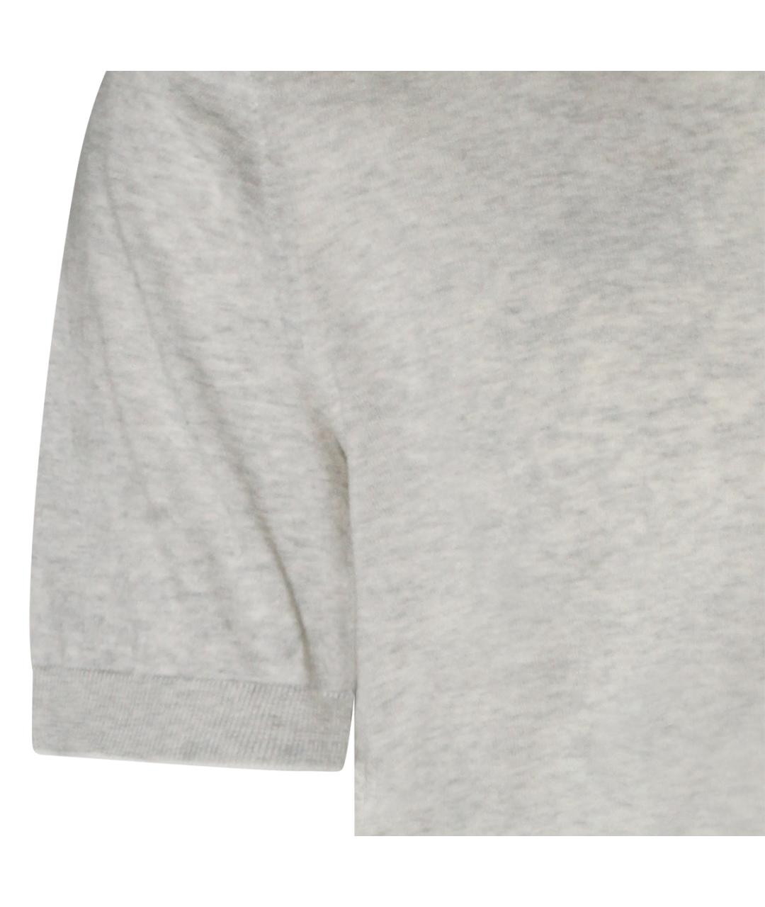 BRUNELLO CUCINELLI Серое хлопковое поло с коротким рукавом, фото 3