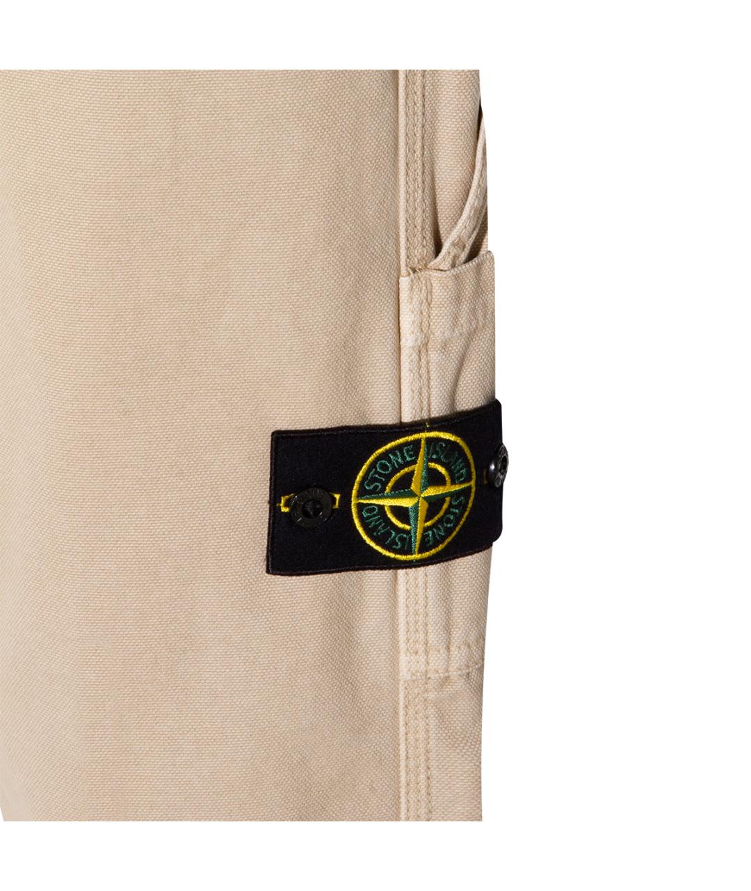 STONE ISLAND Бежевые хлопковые повседневные брюки, фото 3
