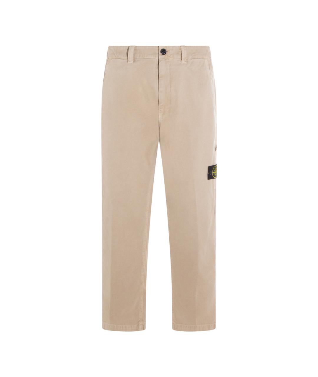 STONE ISLAND Бежевые хлопковые повседневные брюки, фото 1