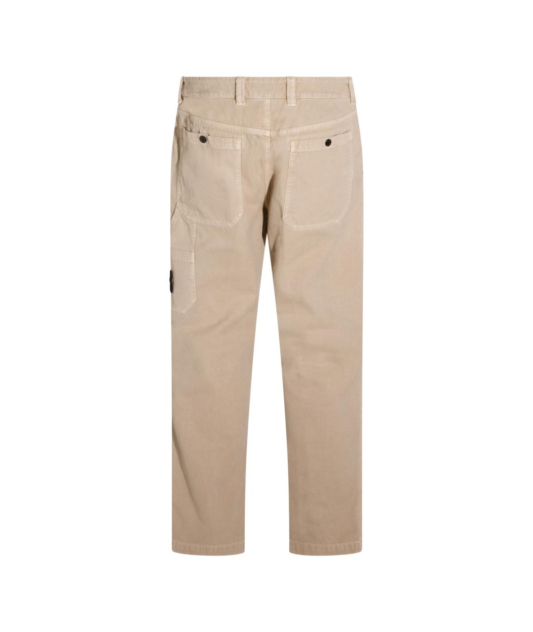 STONE ISLAND Бежевые хлопковые повседневные брюки, фото 2