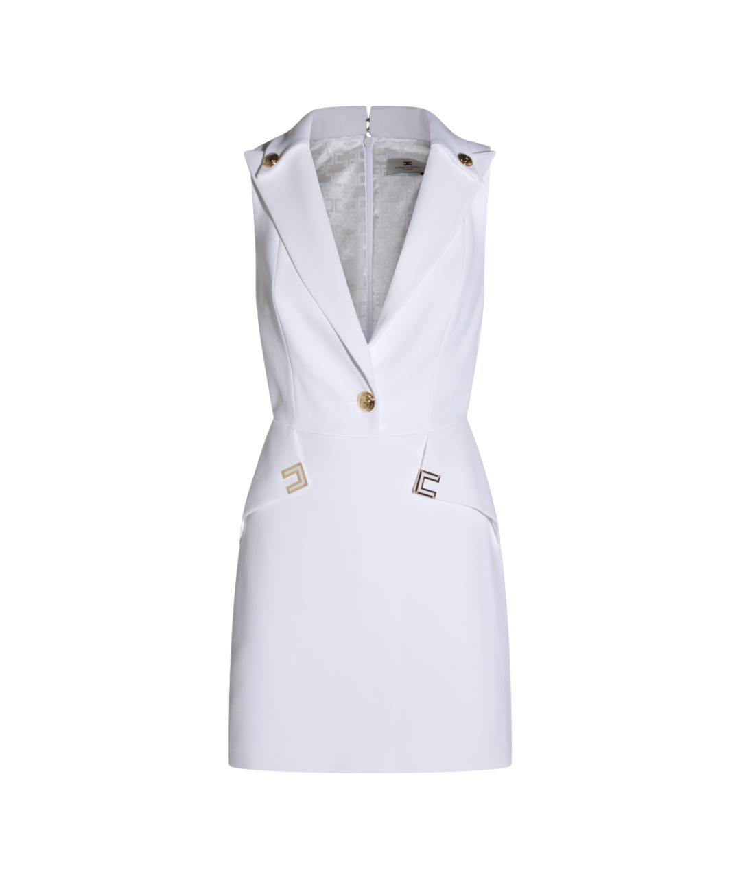 ELISABETTA FRANCHI Белое полиэстеровое коктейльное платье, фото 1