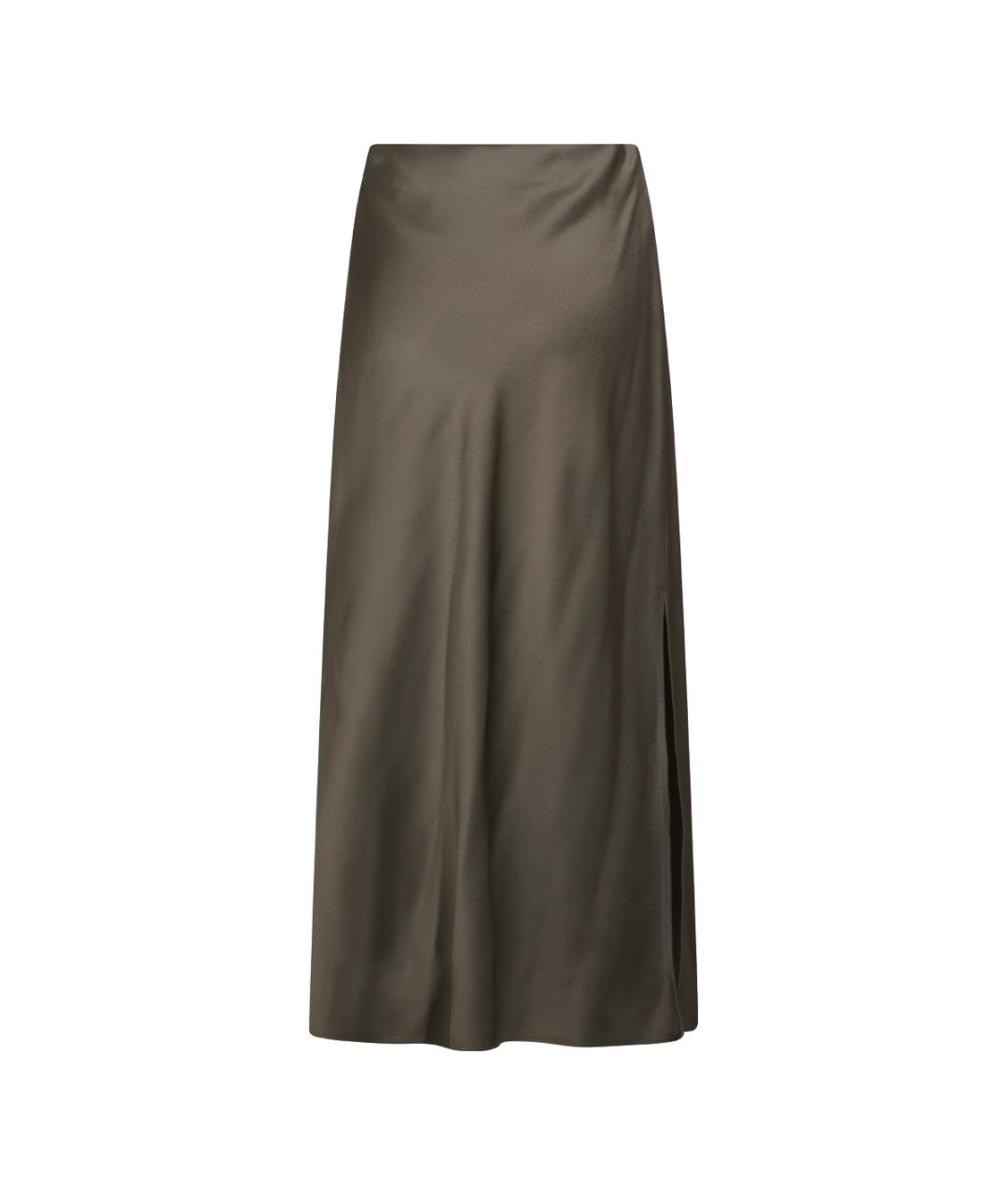 BRUNELLO CUCINELLI Зеленая ацетатная юбка миди, фото 2