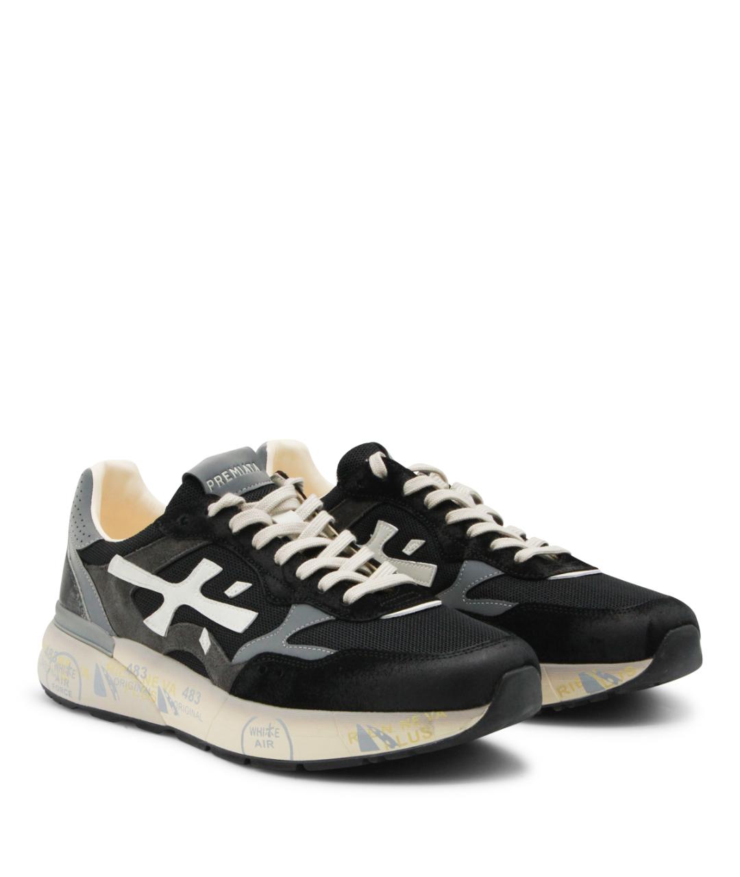 PREMIATA Черные замшевые низкие кроссовки / кеды, фото 2