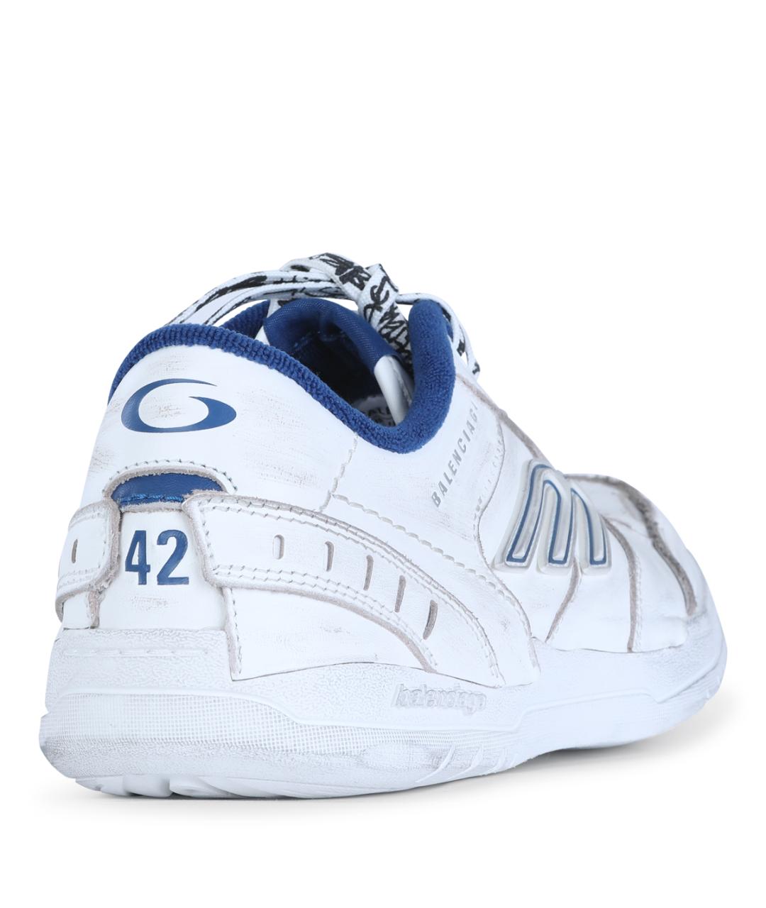 BALENCIAGA Белые кожаные низкие кроссовки / кеды, фото 3