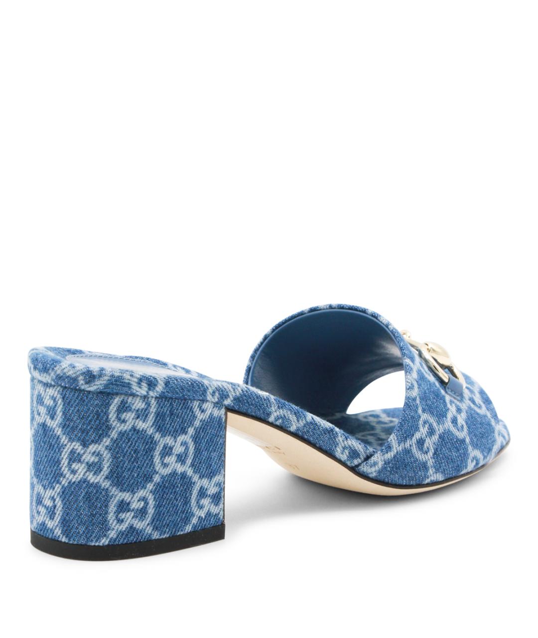 GUCCI Синие текстильные мюли, фото 3