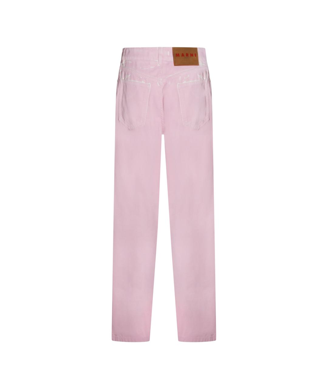 MARNI Розовые хлопковые прямые джинсы, фото 2
