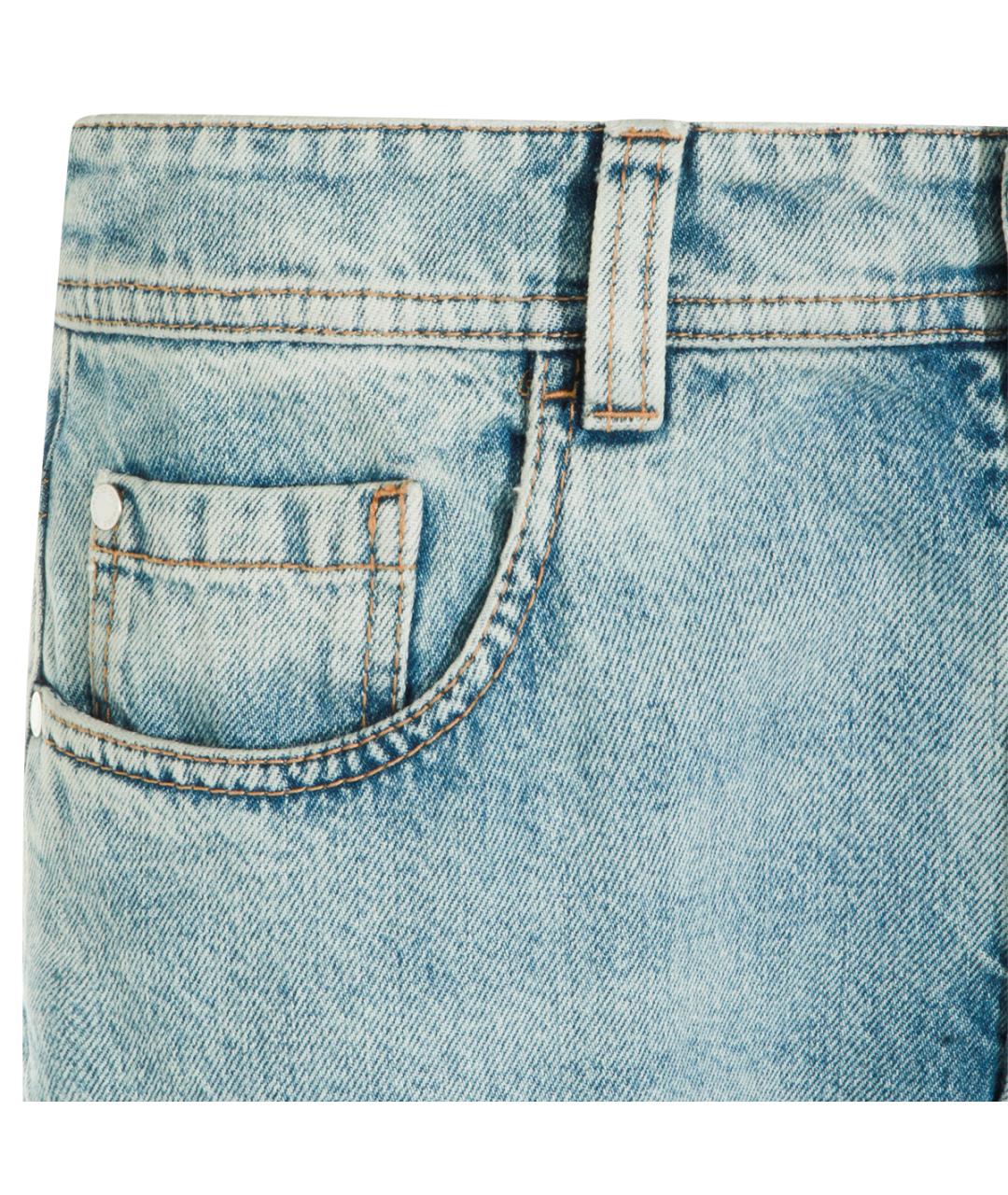 BRUNELLO CUCINELLI Голубые хлопковые прямые джинсы, фото 3