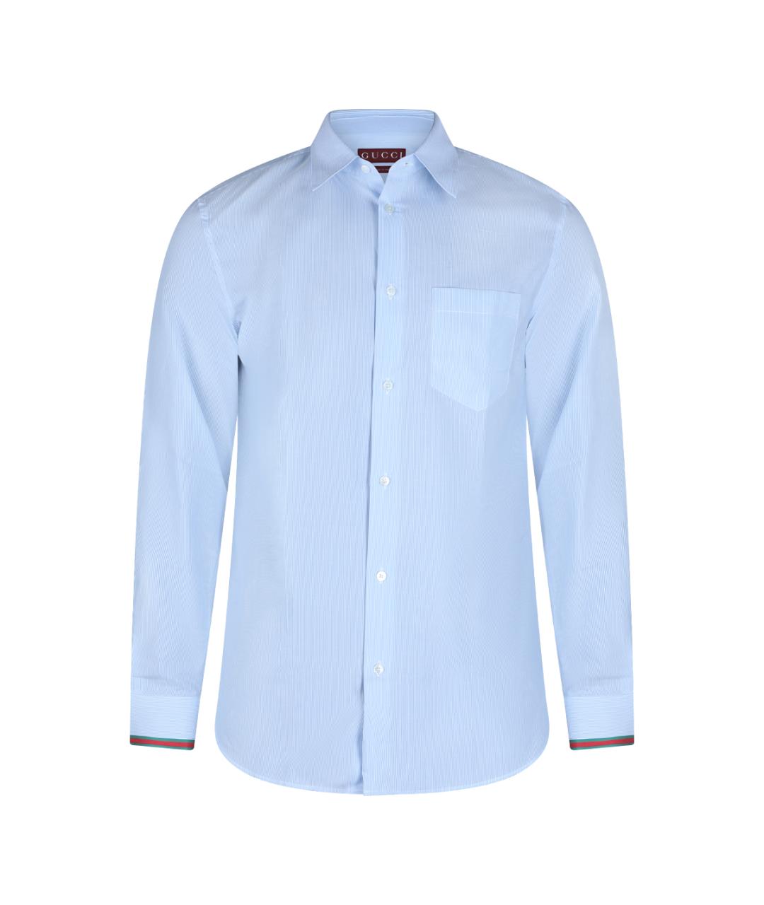 GUCCI Голубая хлопковая классическая рубашка, фото 1