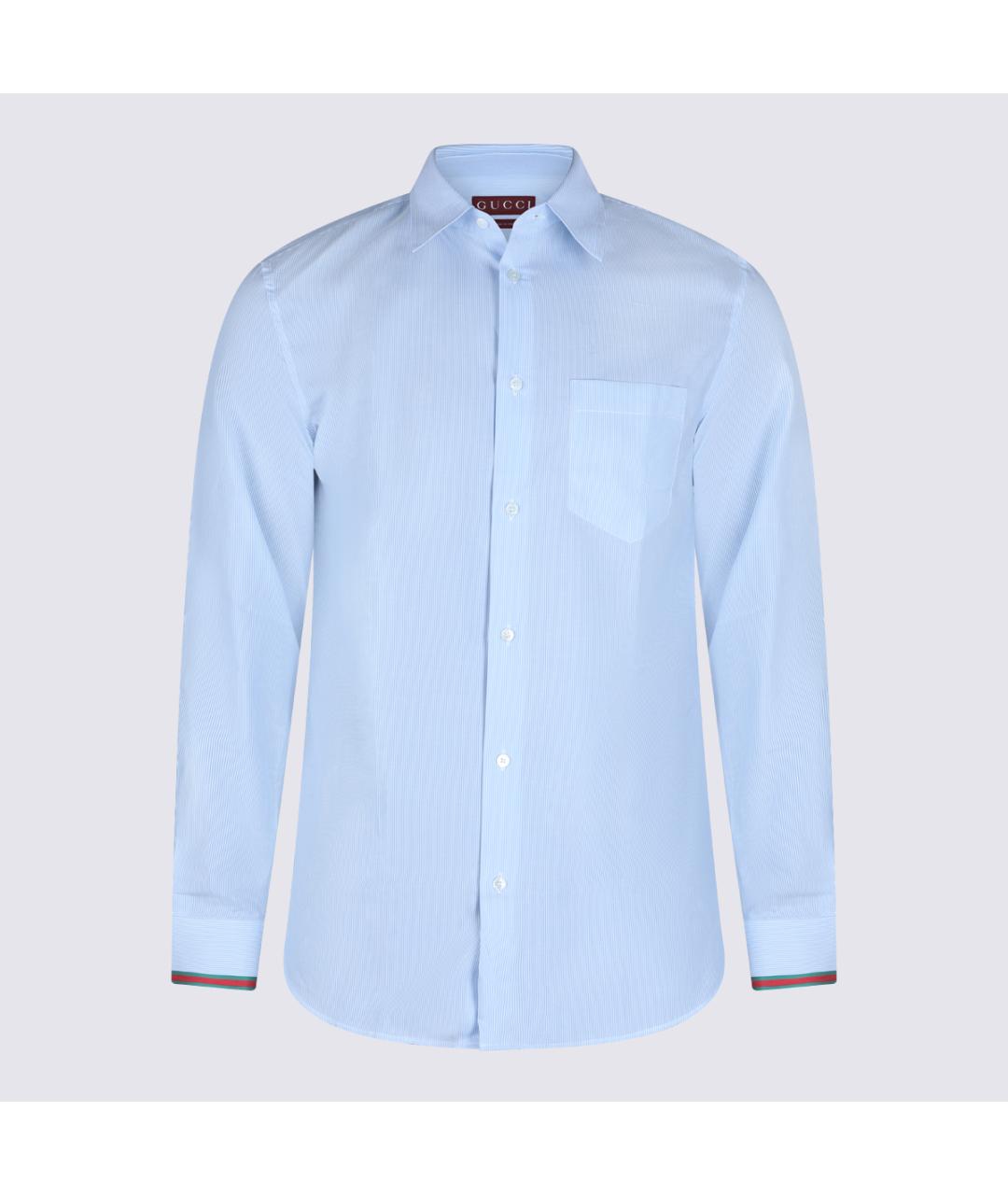 GUCCI Голубая хлопковая классическая рубашка, фото 2