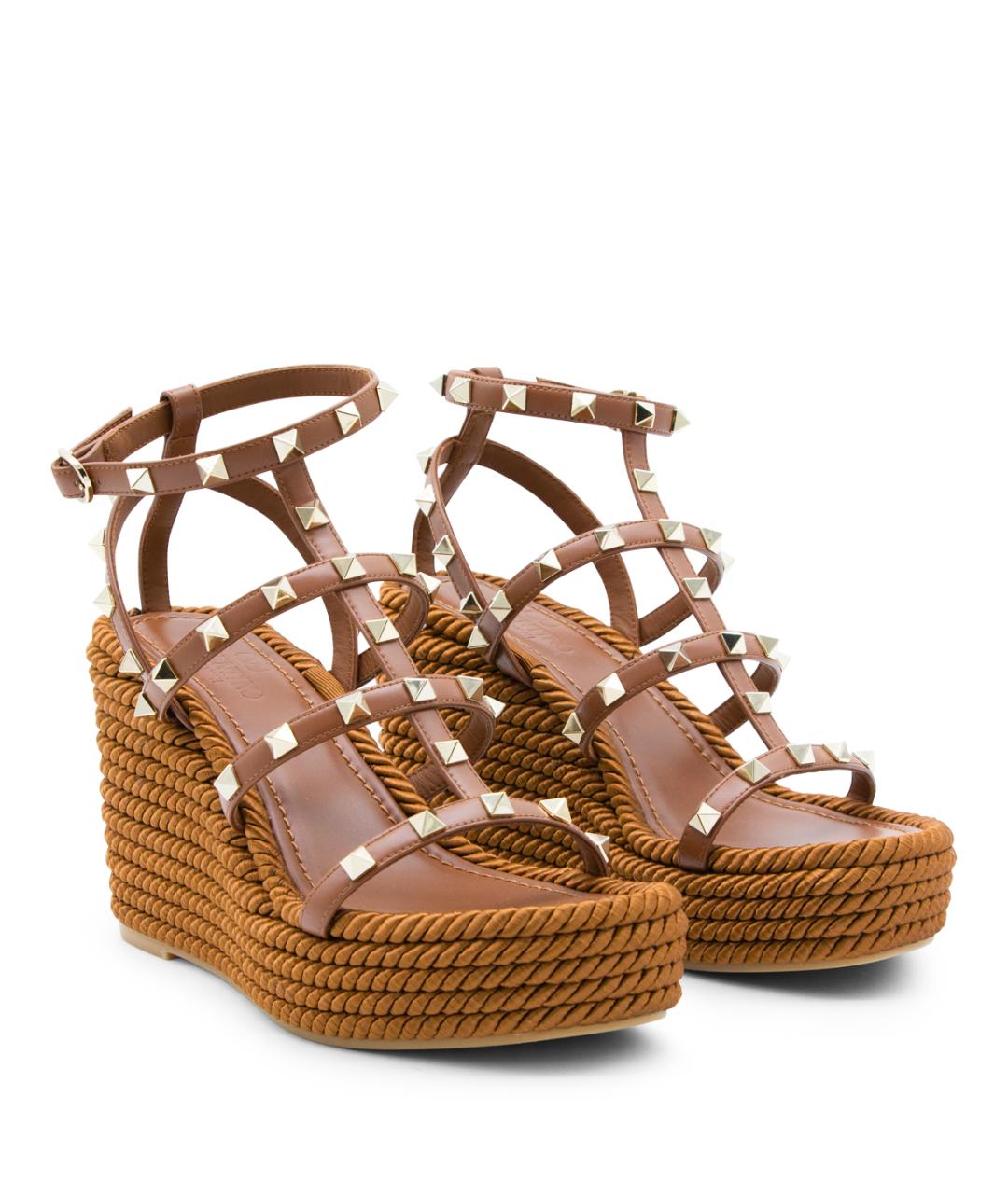 VALENTINO Коричневые кожаные босоножки, фото 2