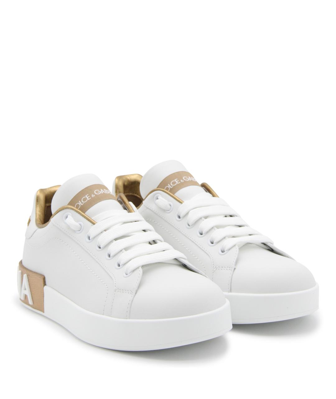 DOLCE&GABBANA Белые кожаные кроссовки, фото 2
