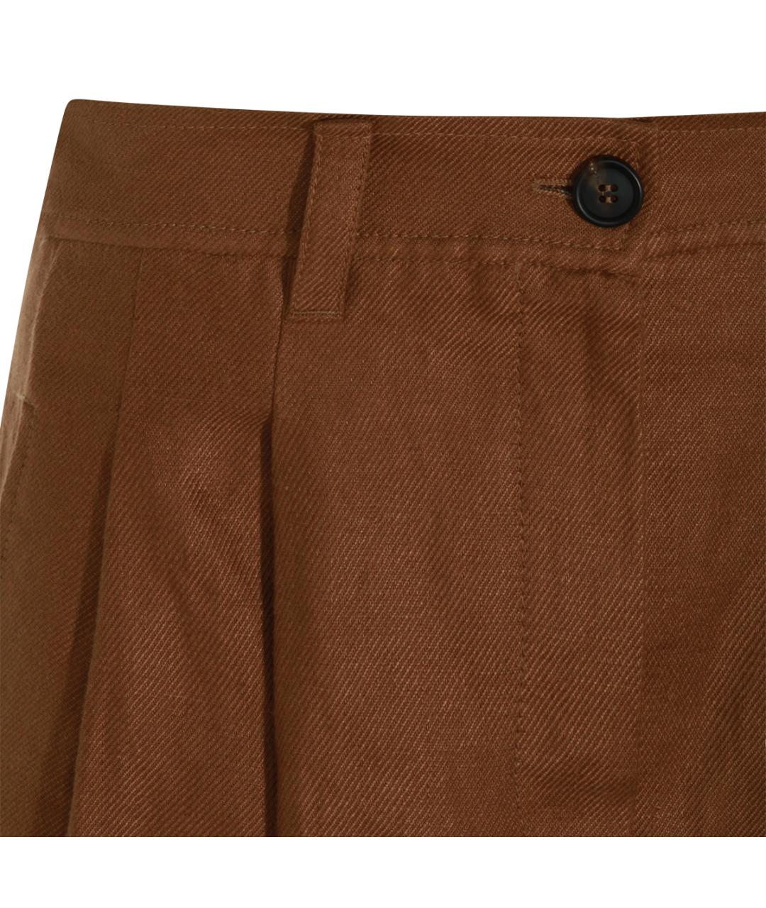 BRUNELLO CUCINELLI Коричневая льняная юбка миди, фото 3